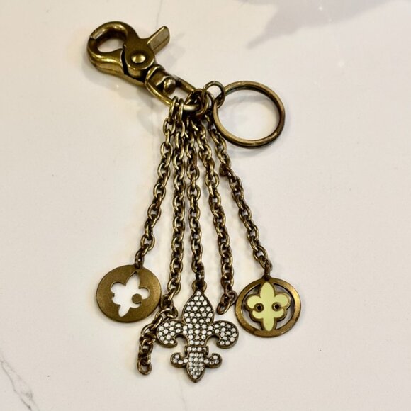 Vintage Kathy Van Zeeland FLEUR DE LIS Charm Keychain Fob signed Rare - Picture 1 of 11